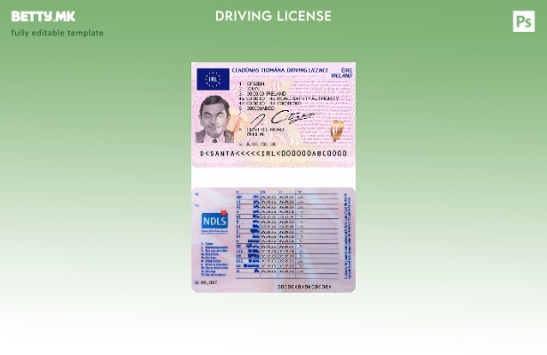 Шаблон за возачка дозвола за Ирска во модерен стил